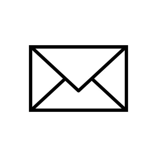 Outline of an envelope icon on a white background.