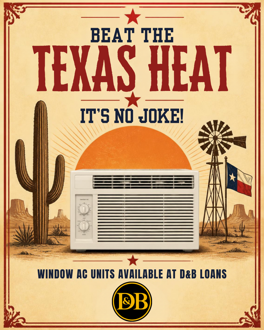Window AC units available at D&B Loans in Sulphur Springs, TX, with free local delivery.