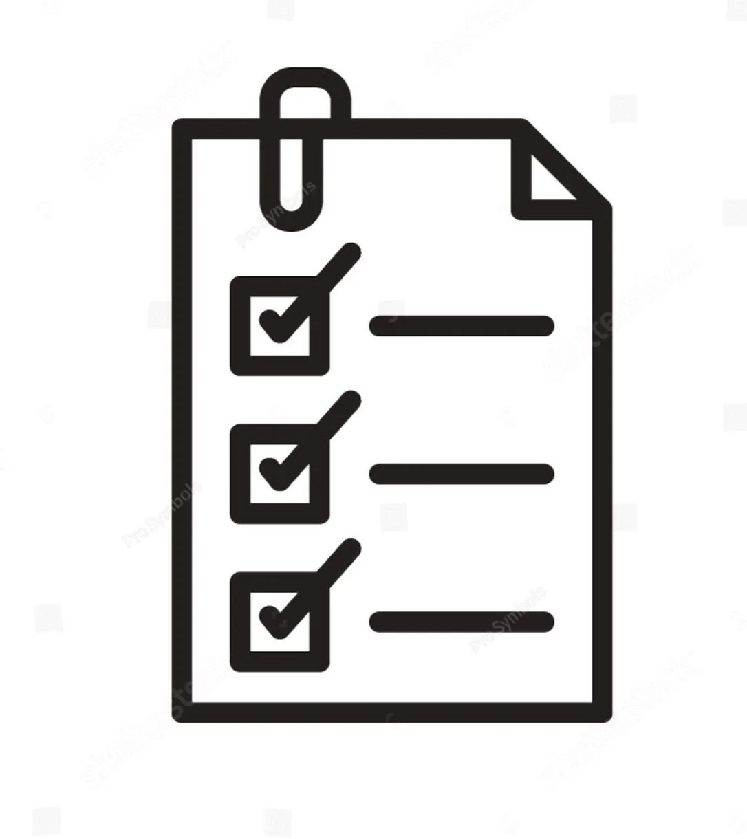 A checklist on a clipboard with three items all checked off.
