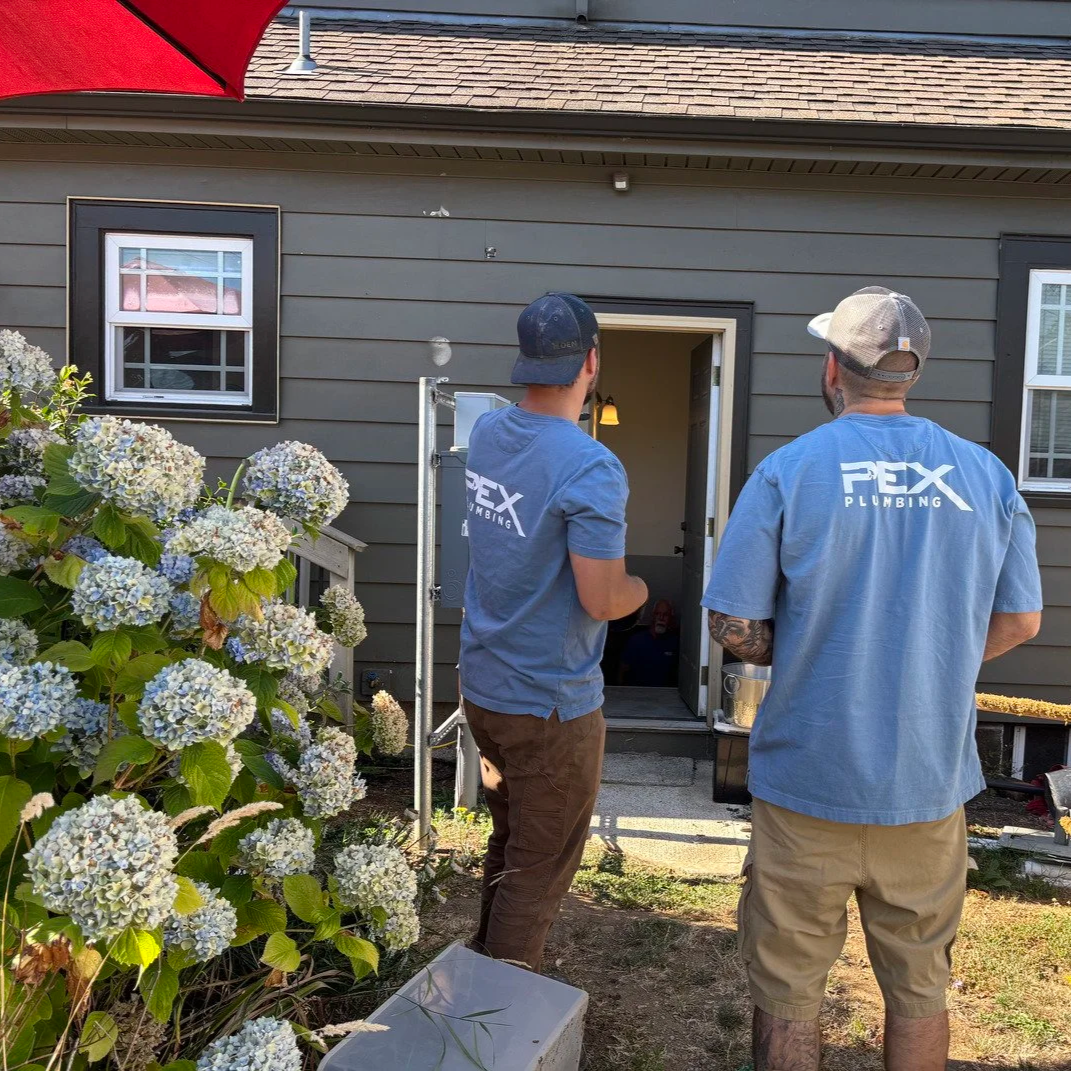PEX repiping technicians replace outdated plumbing in a Hillsboro home, installing flexible piping to improve reliability, water pressure, and long-term system performance.