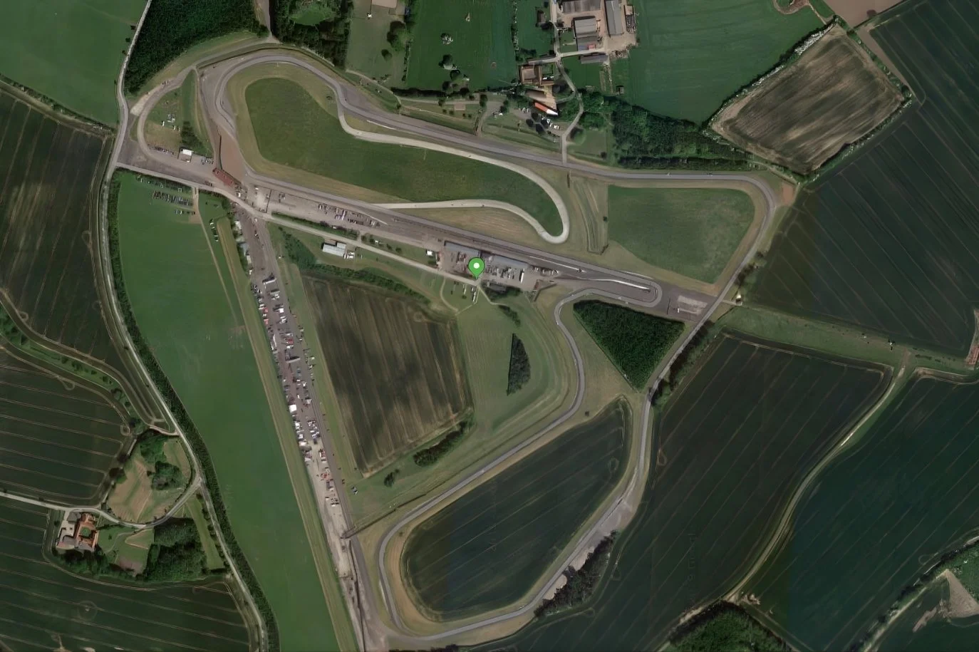 Satellite view of Knockhill race track, Dunfermline, Scotland.