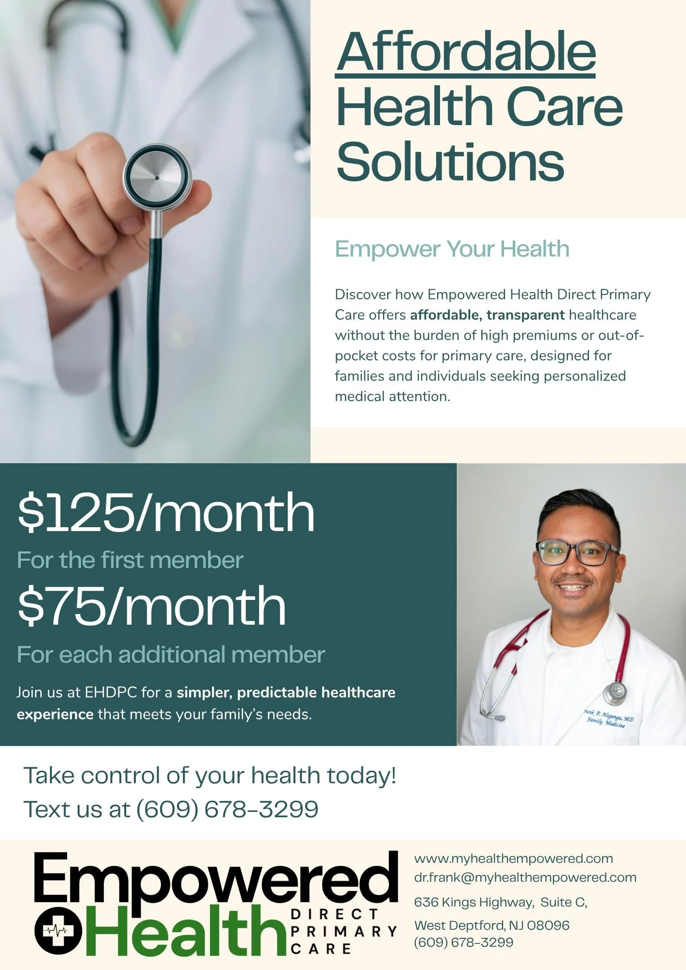 Tired of Rising Insurance Costs? There&rsquo;s a Better Way.

At Empowered Health DPC, we&rsquo;re redefining healthcare for families and individuals who want quality care without the stress of skyrocketing premiums.

✅ Unlimited access to your perso