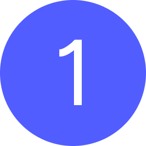 Blue circular icon with the white number one in the center.