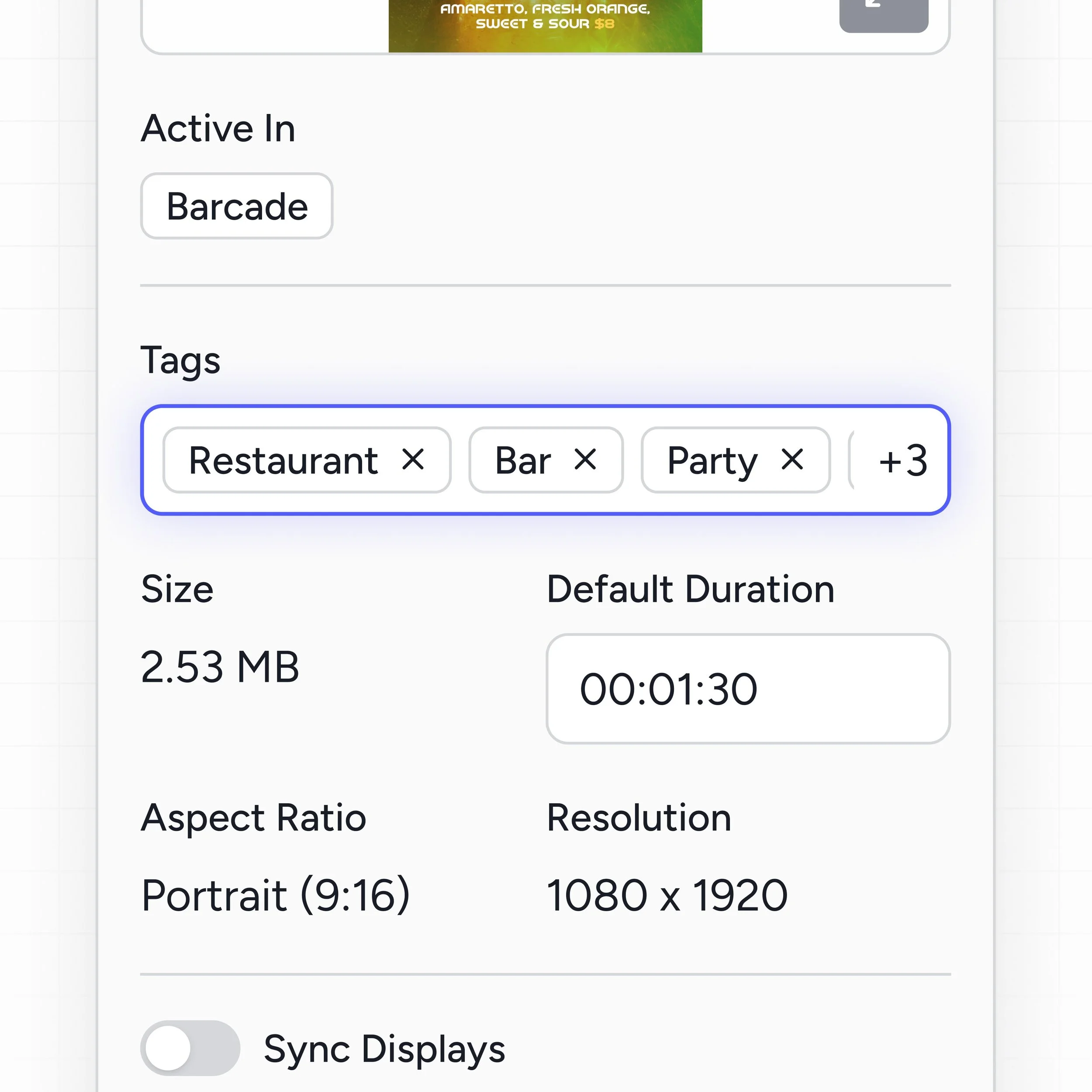 Screenshot showing tags assigned to a campaign