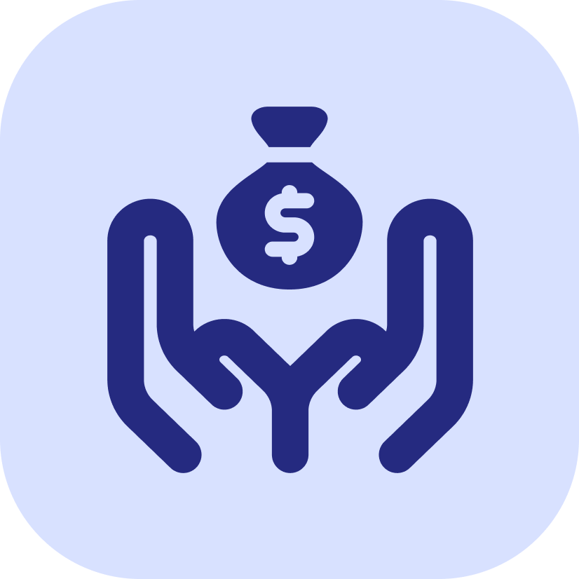 icon of two hands cupping a bag of money