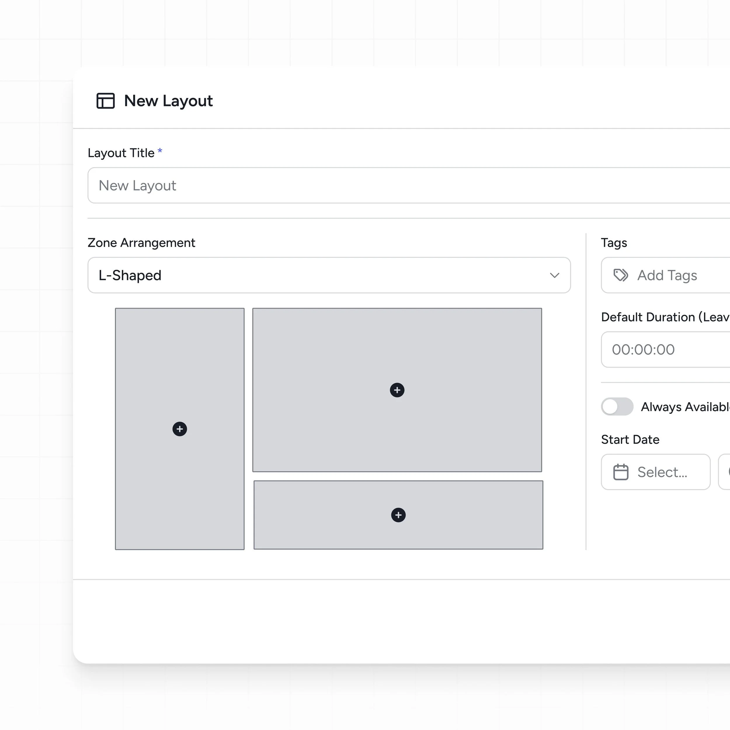 Screenshot showing SAVI's Layout Builder, with the layout chosen visually shown