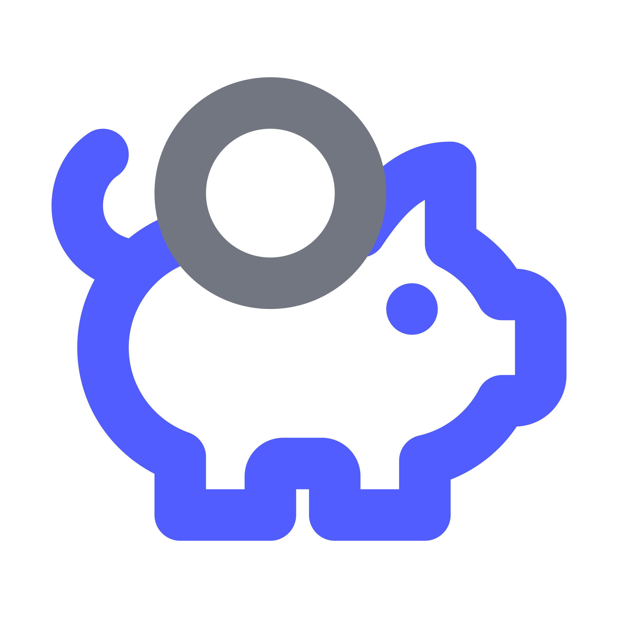 Icon showing a piggy bank with a coin going into it