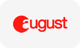 Red August logo with a stylized 'a' in a circle.