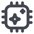 Icon of a microchip with a Sparkle in the center