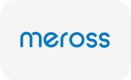 Meross logo in blue on a white background