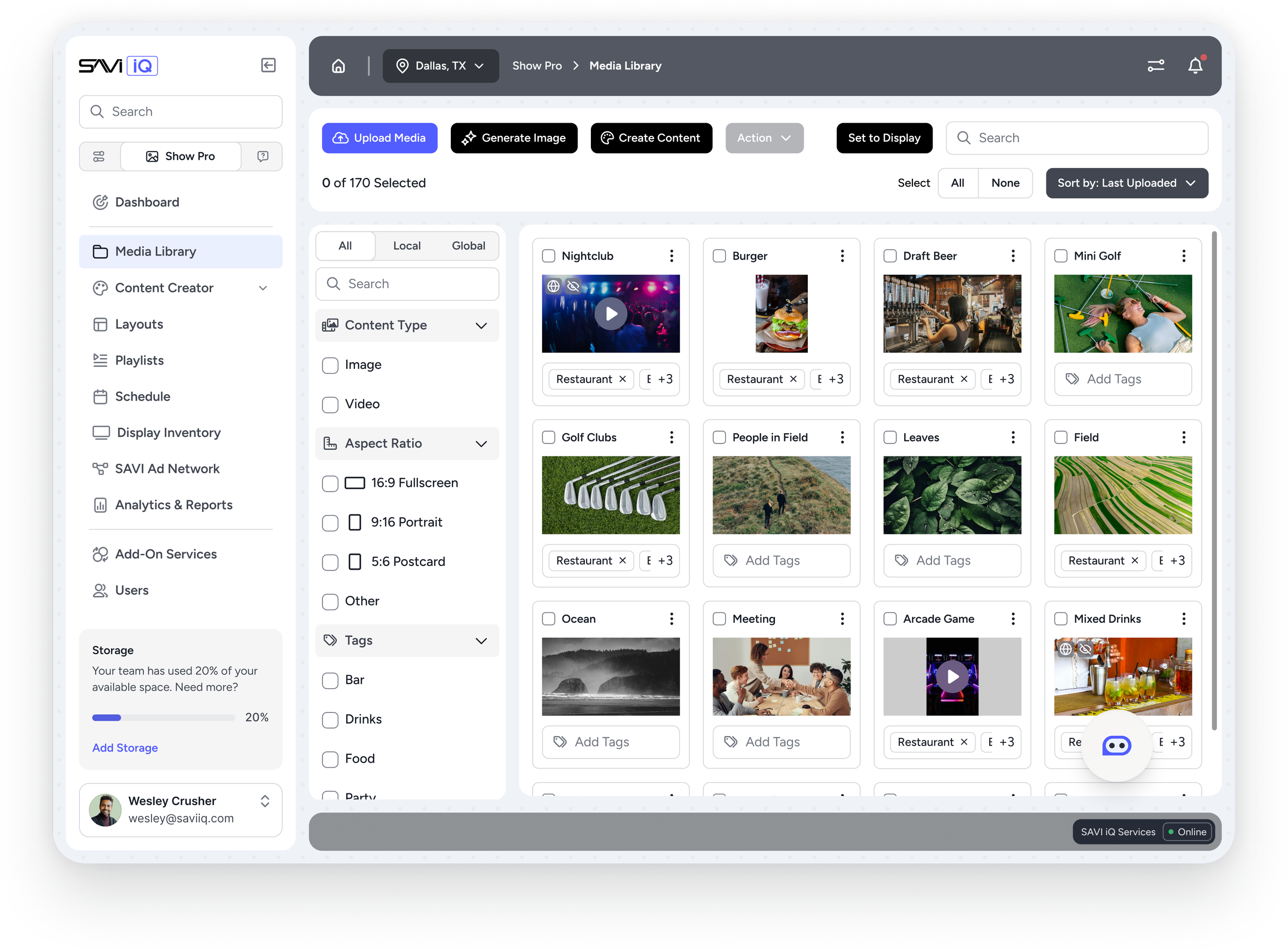 Screenshot showing SAVI Show Pro Media Library