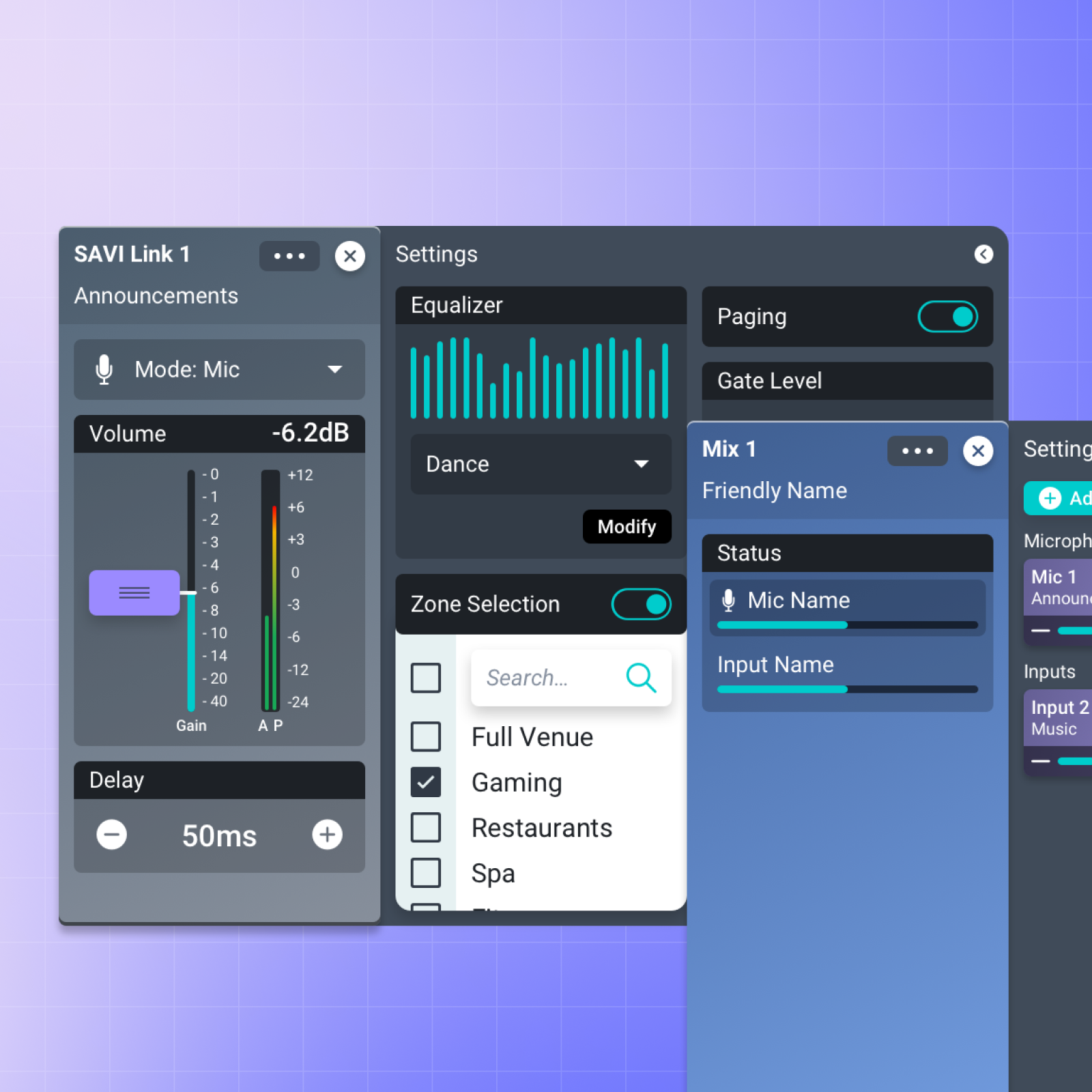 SAVI Audio Mix UI