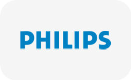 Close-up of a Philips logo on a white background