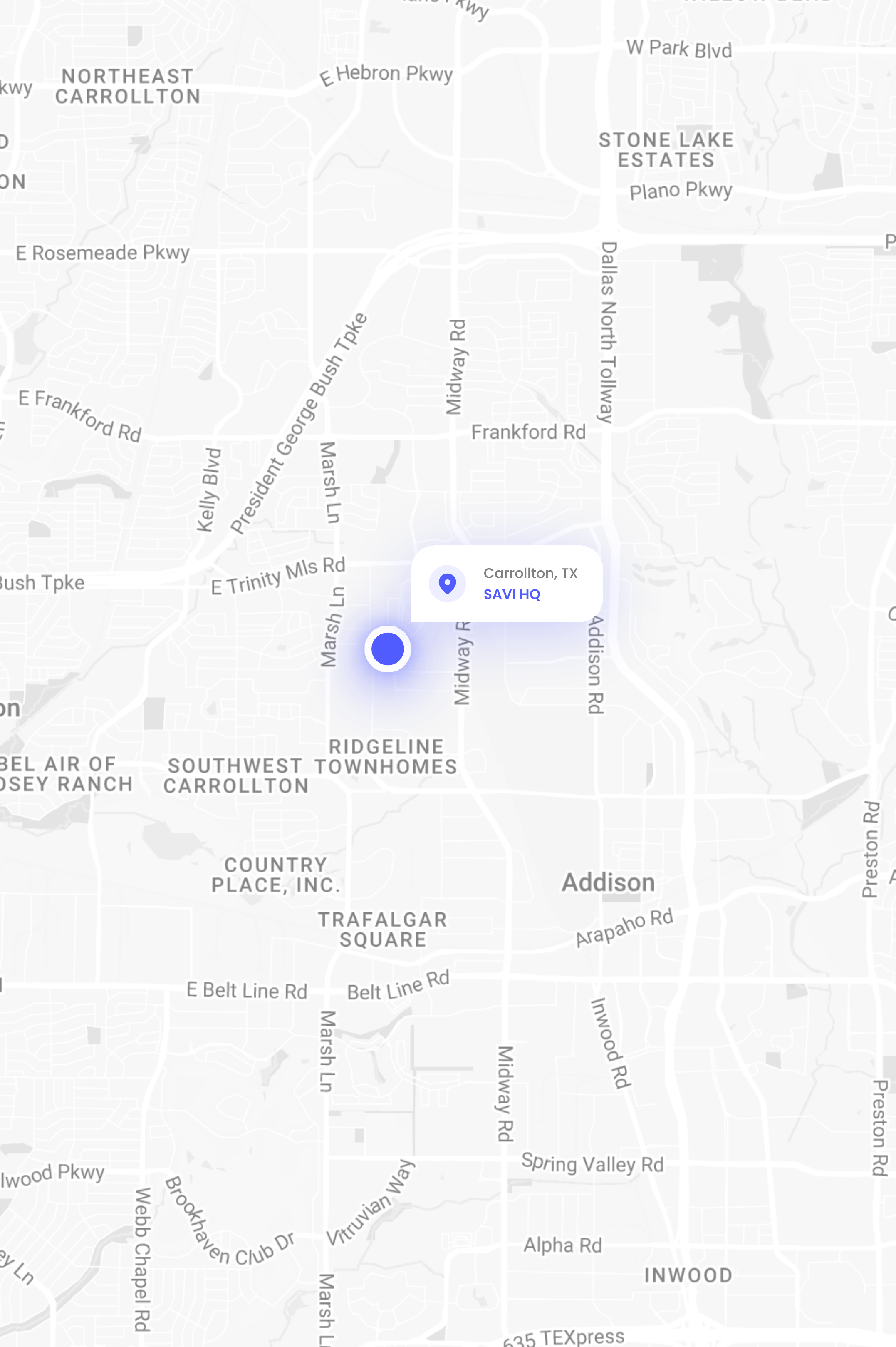 a gif indicating location of SAVI Headquarters