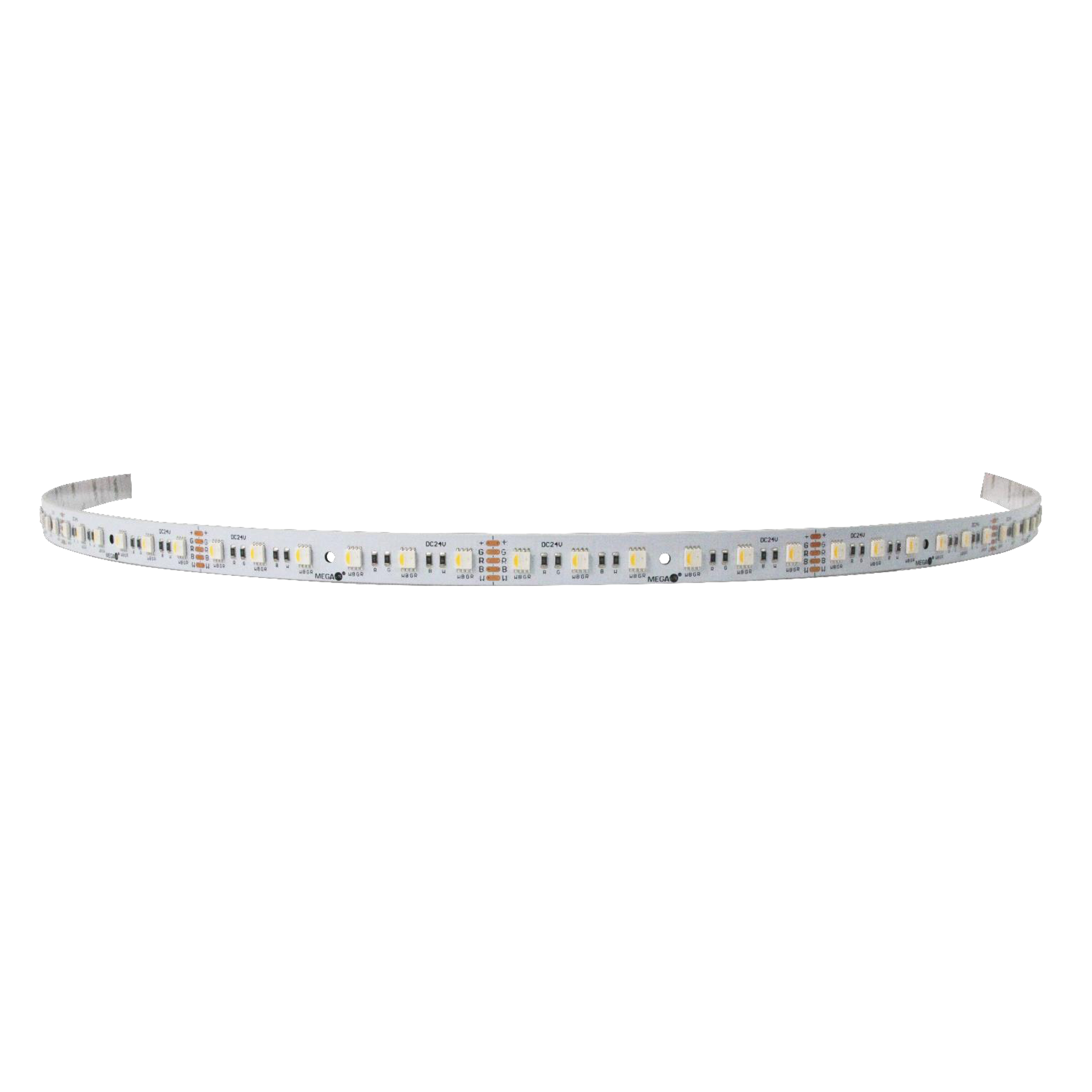 A close-up view of a flexible SAVI QoraLux Low-Voltage LED strip light with small LEDs spaced evenly along the strip.