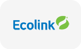 Ecolink logo with blue text and a green leaf symbol