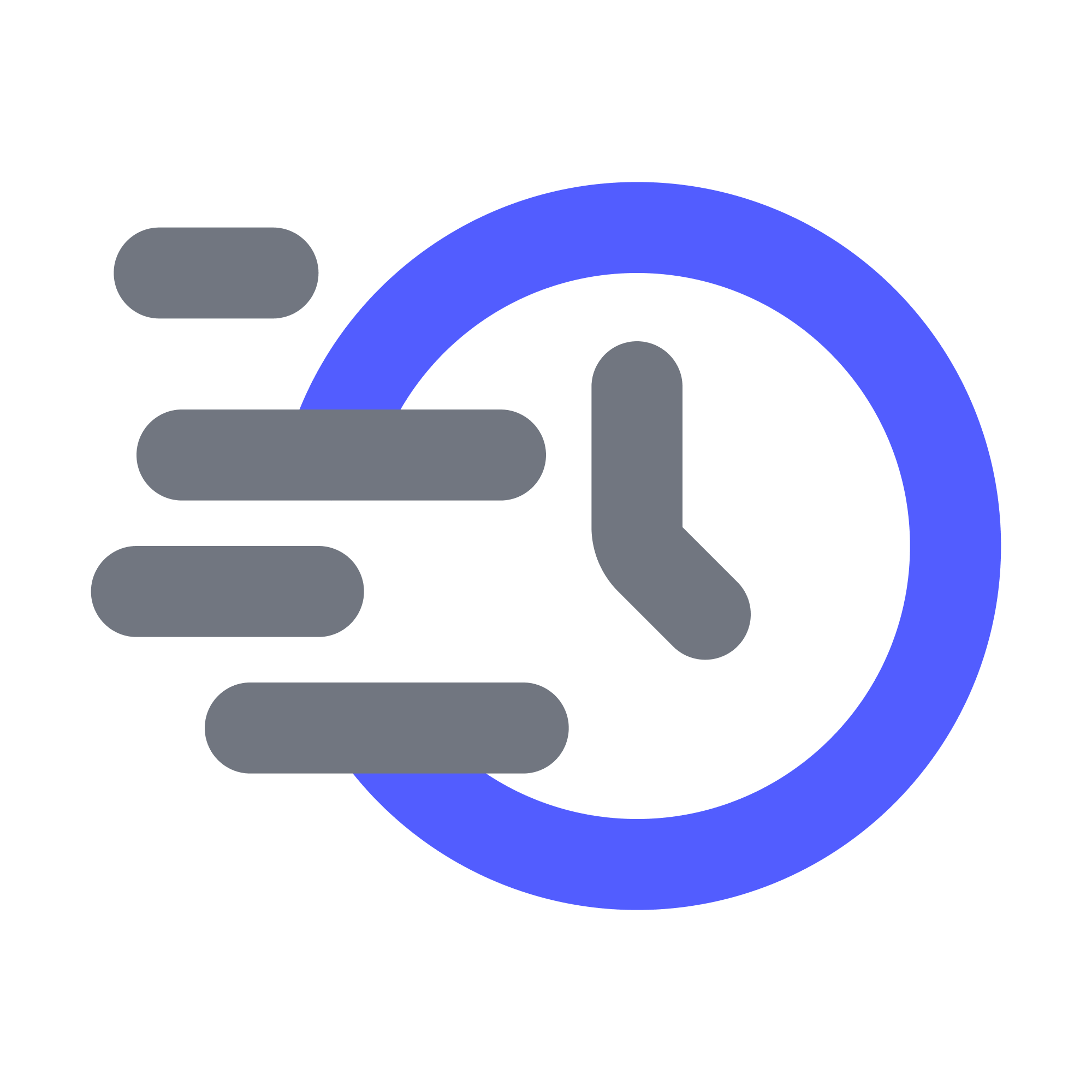 Icon showing a clock physically moving quickly