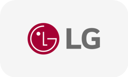 LG logo featuring a stylized smiling face within a circle