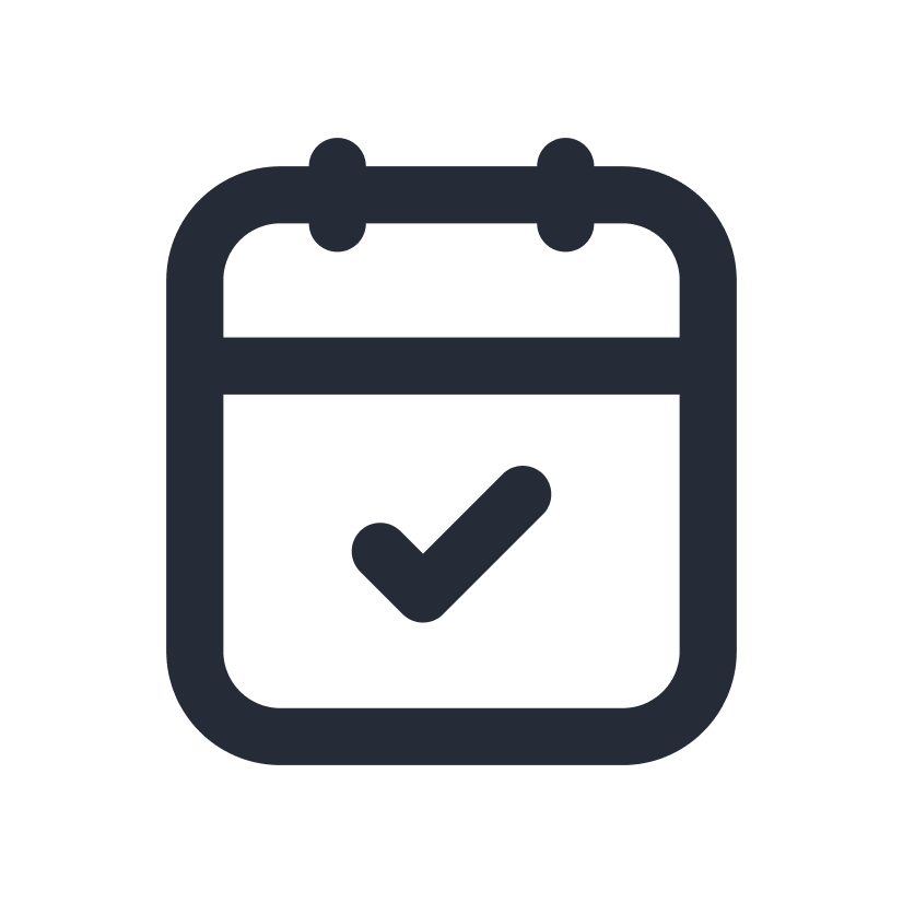 icon showing a calendar with a check mark