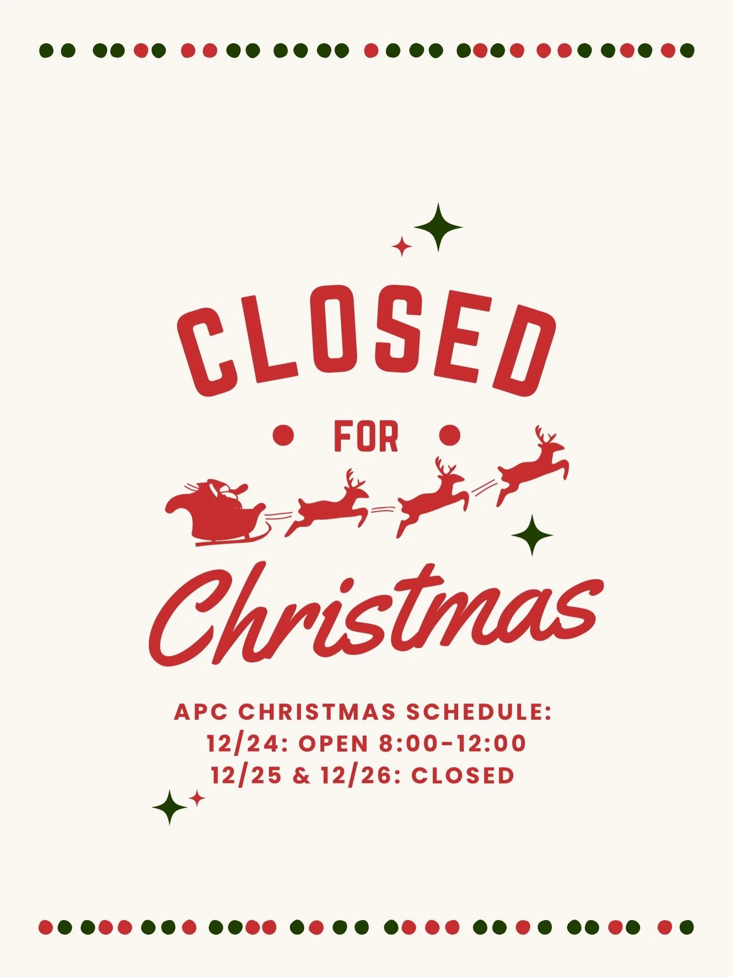 Here are our Christmas hours! If you are needing refills before the holidays, don&rsquo;t wait! Call us today! We hope you all have a very merry Christmas 🎄 🎅🏼