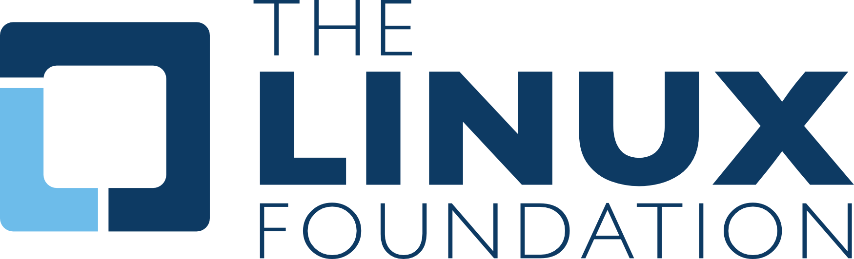Logo of the Linux Foundation featuring a stylized black and blue square with interconnected shapes.