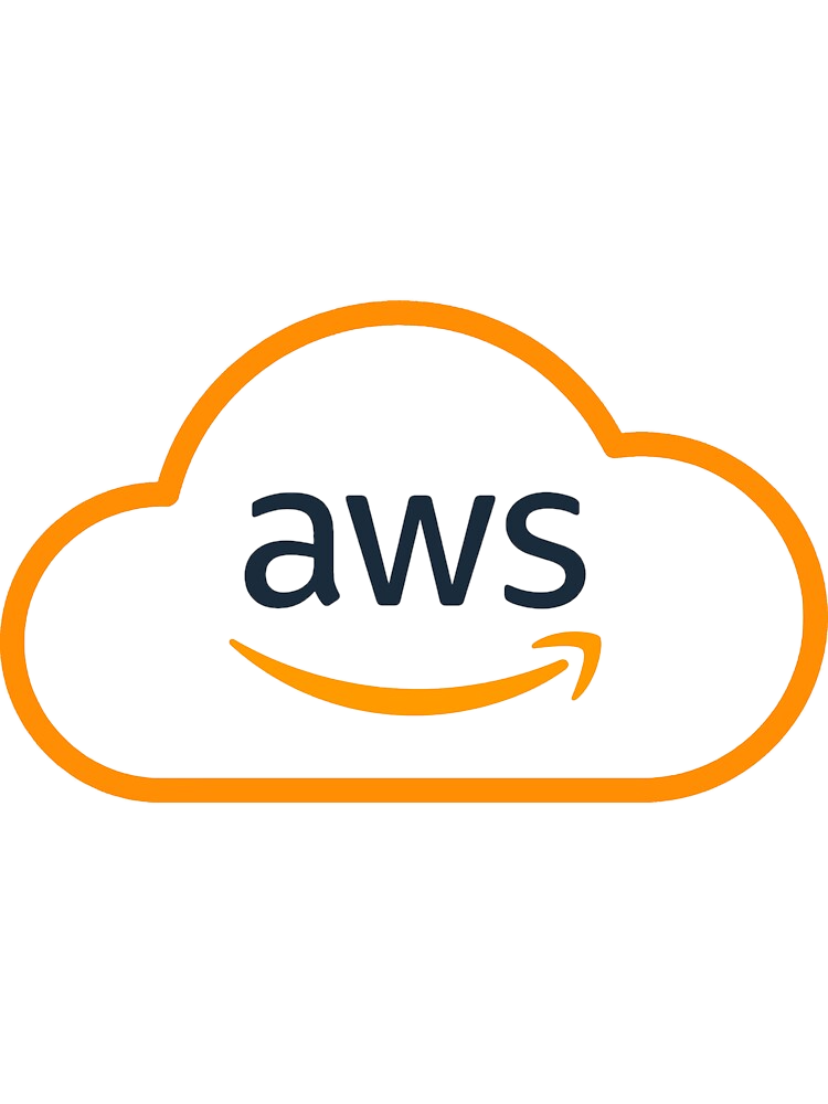 AWS logo inside an orange cloud outline.