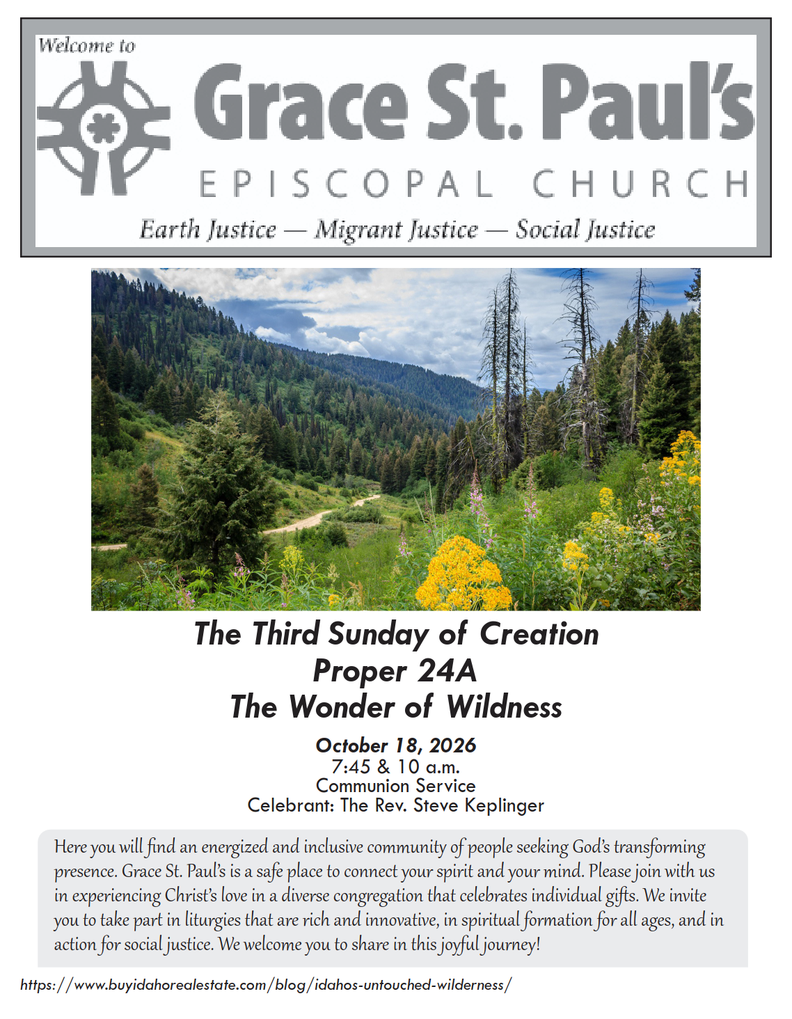 Bulletin cover page