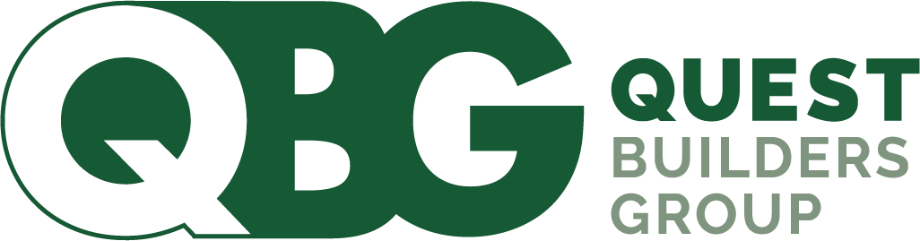 White and green logo featuring the letters Q B G in large font, with the words QUEST BUILDERS GROUP written beside them in green.