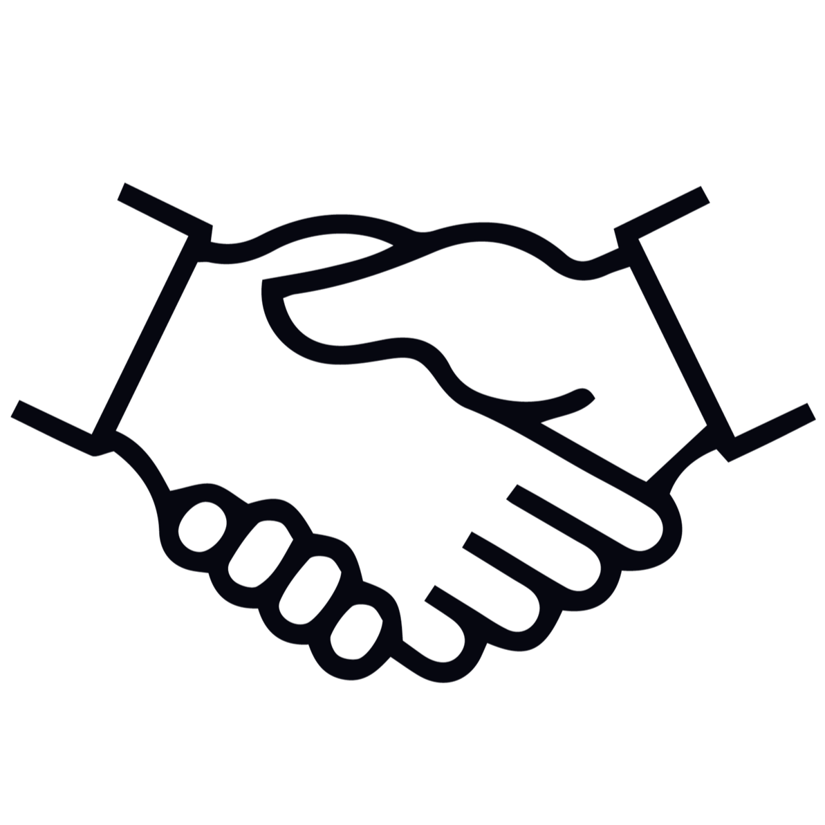 Clipart line drawing of two hands shaking.