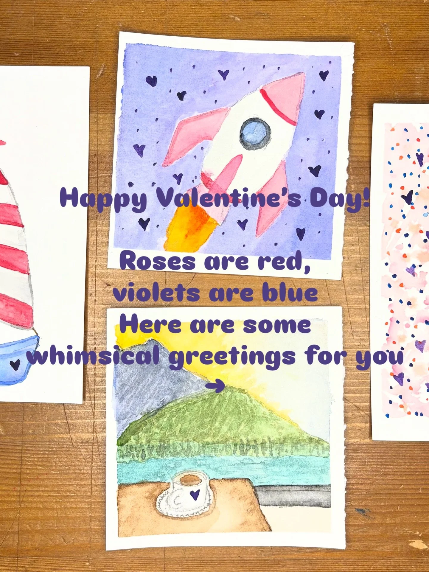 Roses are red, violets are blue
Happy Valentine&rsquo;s Day
from me to you! 

#hopesunshinecourage #valentinesday #valentinegreetings #watercolorsketch #rosesarered #littlegreetings #watercolorart