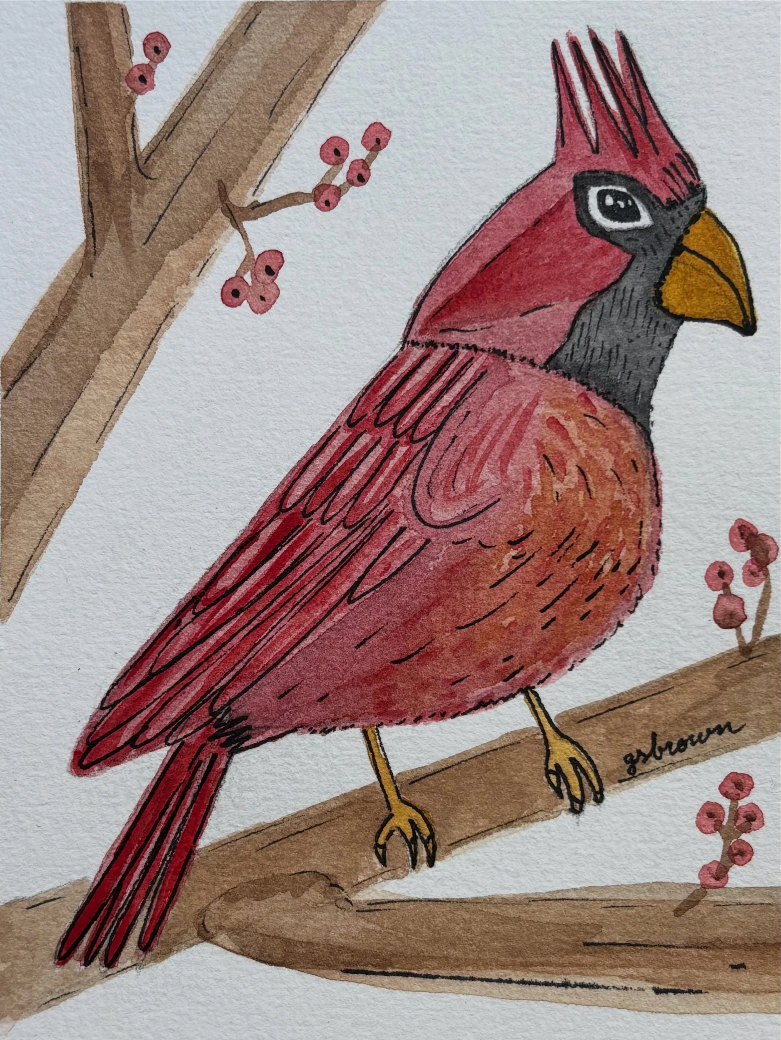 It is said that cardinals are spirits of a departed love one visiting us and watching over us.  They are a reminder that they will always be near. 

@oiler02 Thank you for trusting me with this meaningful painting for you.  It was an honor to make ❤️