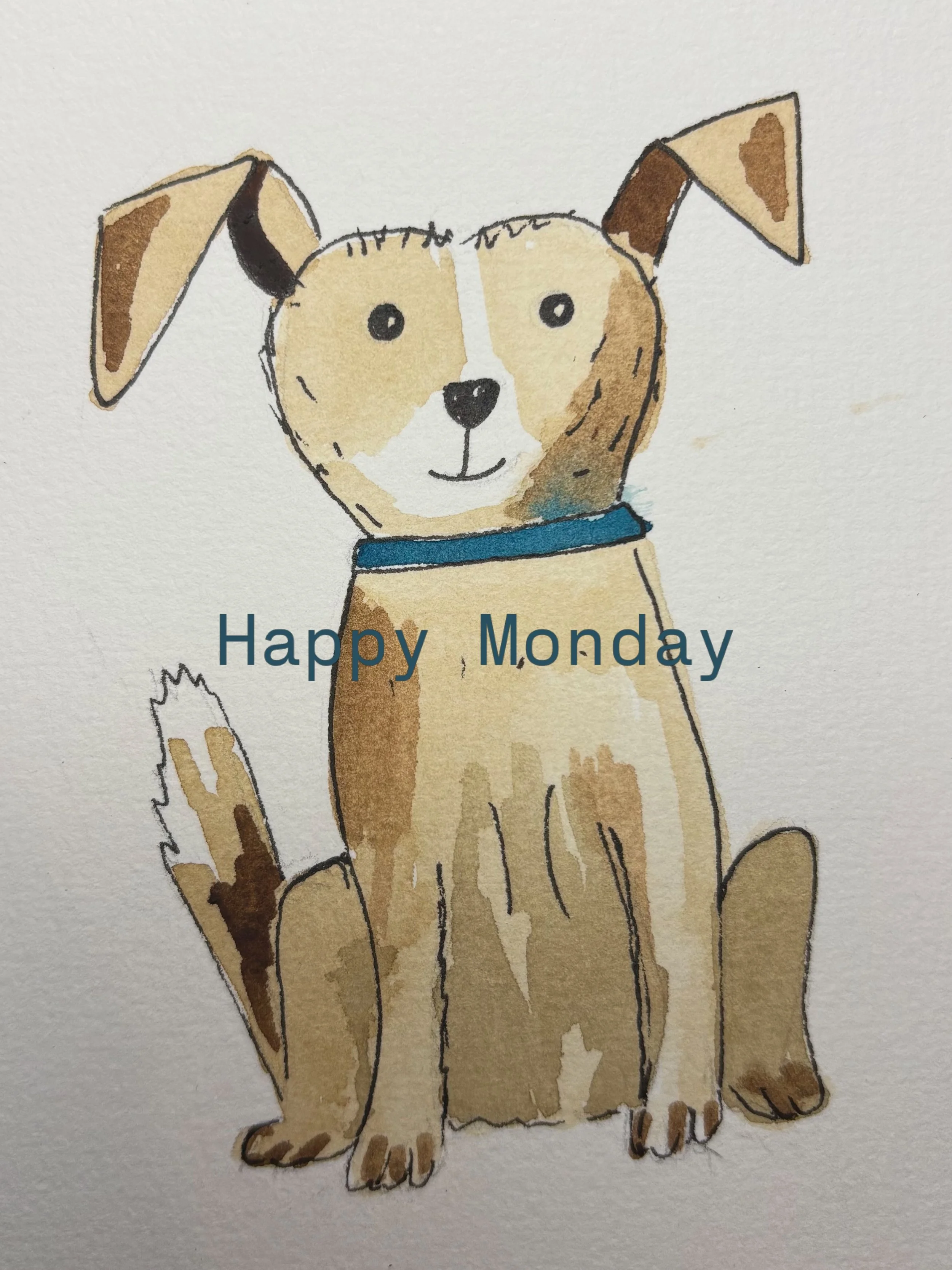 Good morning from this cutie who showed up yesterday unexpectedly in one of my paintings! 🐶🐾