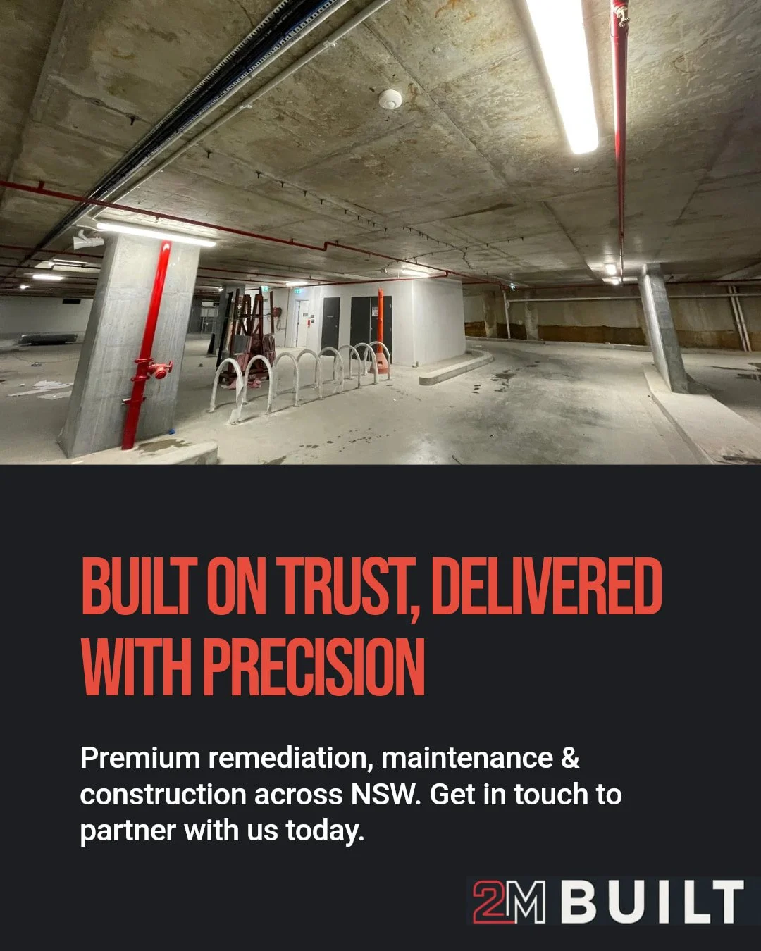 🚧 Built on Trust, Delivered with Precision 🛠️
From complex remediation projects to high-quality construction and maintenance &mdash; 2M BUILT is your trusted partner across NSW.
✅ Strata &amp; commercial specialists
✅ Compliance-first approach
✅ Pr
