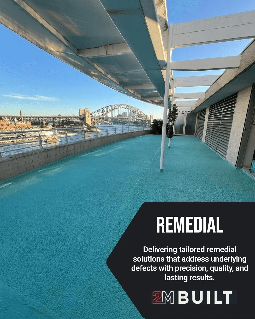 When defects appear, the right remedial work not only fixes the problem&mdash;it strengthens your building for the future.

At this high-end residential development in Circular Quay, 2M BUILT carried out investigation, removal and remediation/reinsta