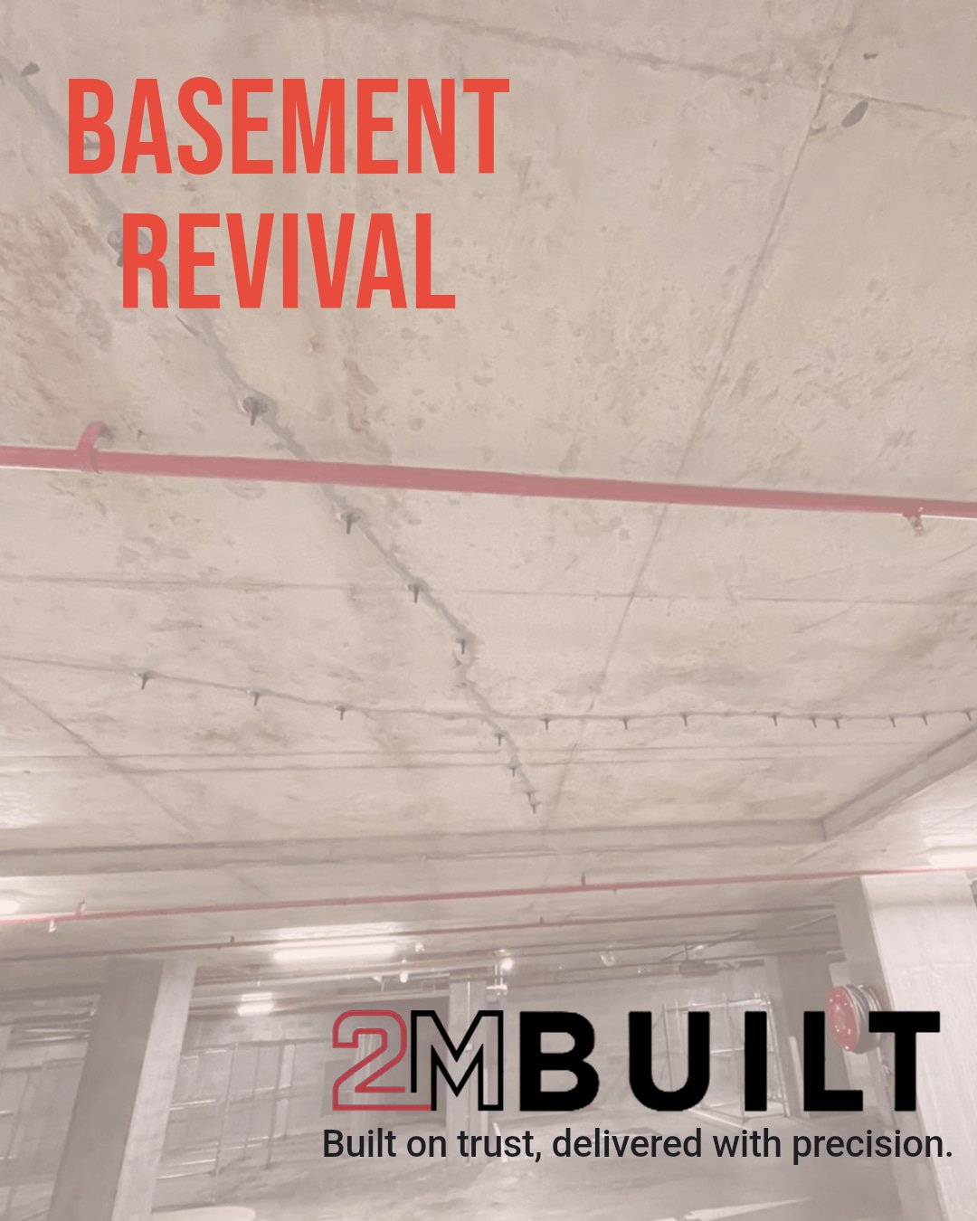 Tired basement carpark? Let&rsquo;s bring it back to life 💪

At 2M BUILT, we specialise in basement carpark repairs and refresh works &mdash; including crack repair, concrete sealing, waterproofing, line marking, coating systems, and carpark equipme