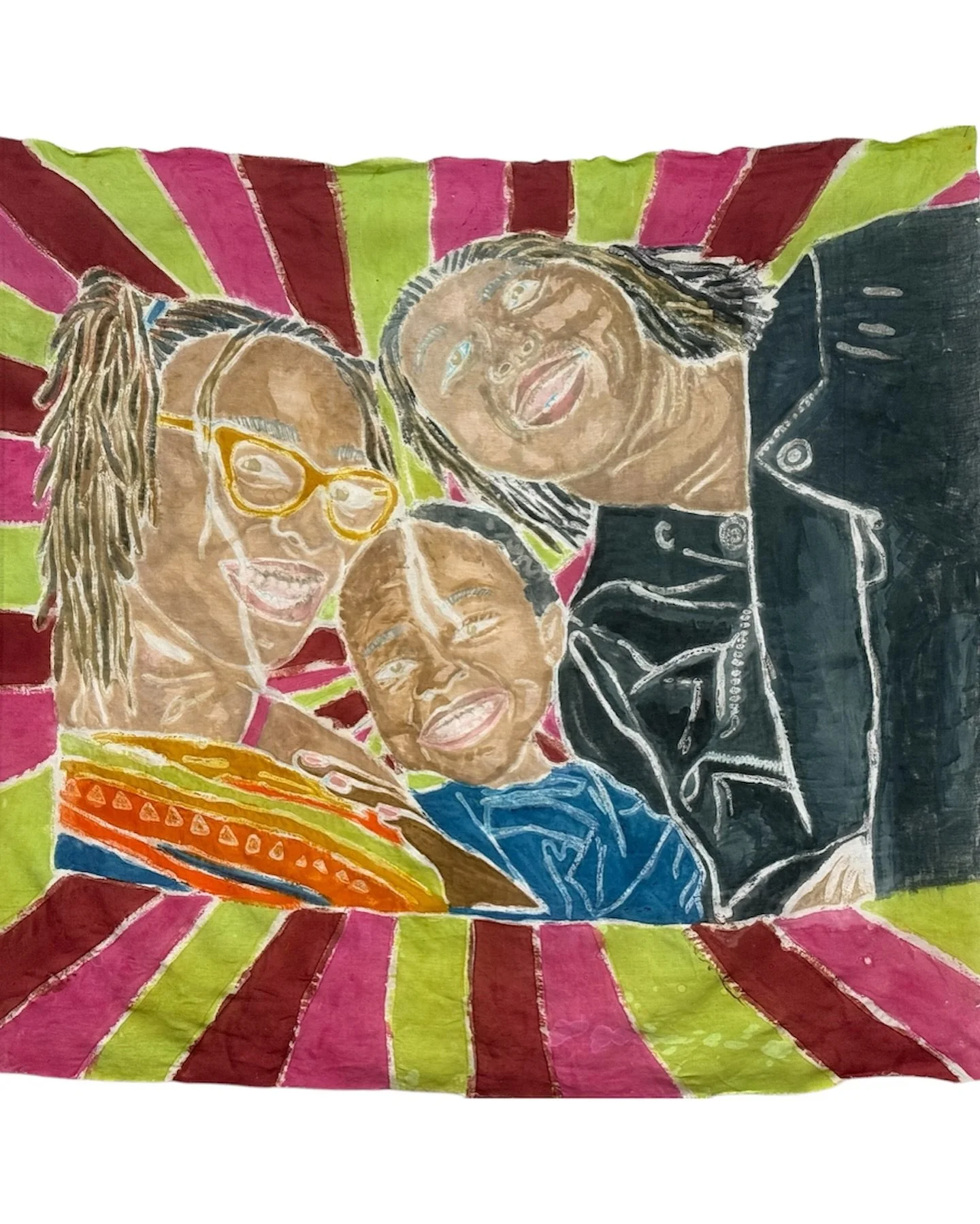Ukoo. Is a portrait of people I really like. It illustrates the love and the bond that&rsquo;s shared by kinfolk but also just black love, black existence, black joy and just the beauty in everything black I experience, for me as an artist. Batik pai
