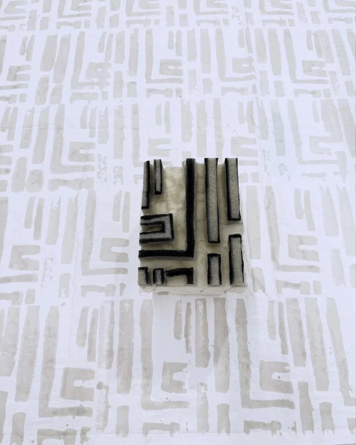 Really enjoying playing with wax this week @arrowmont_school and revisiting an old love for resist and repeat pattern #pentaculum #textiles #batik #resistprinting #play