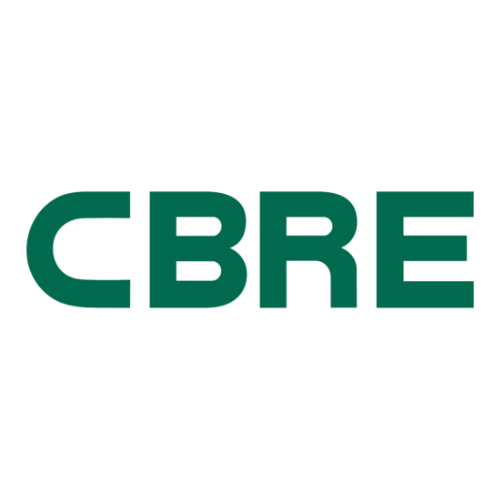 CBRE logo in green letters on a white background.