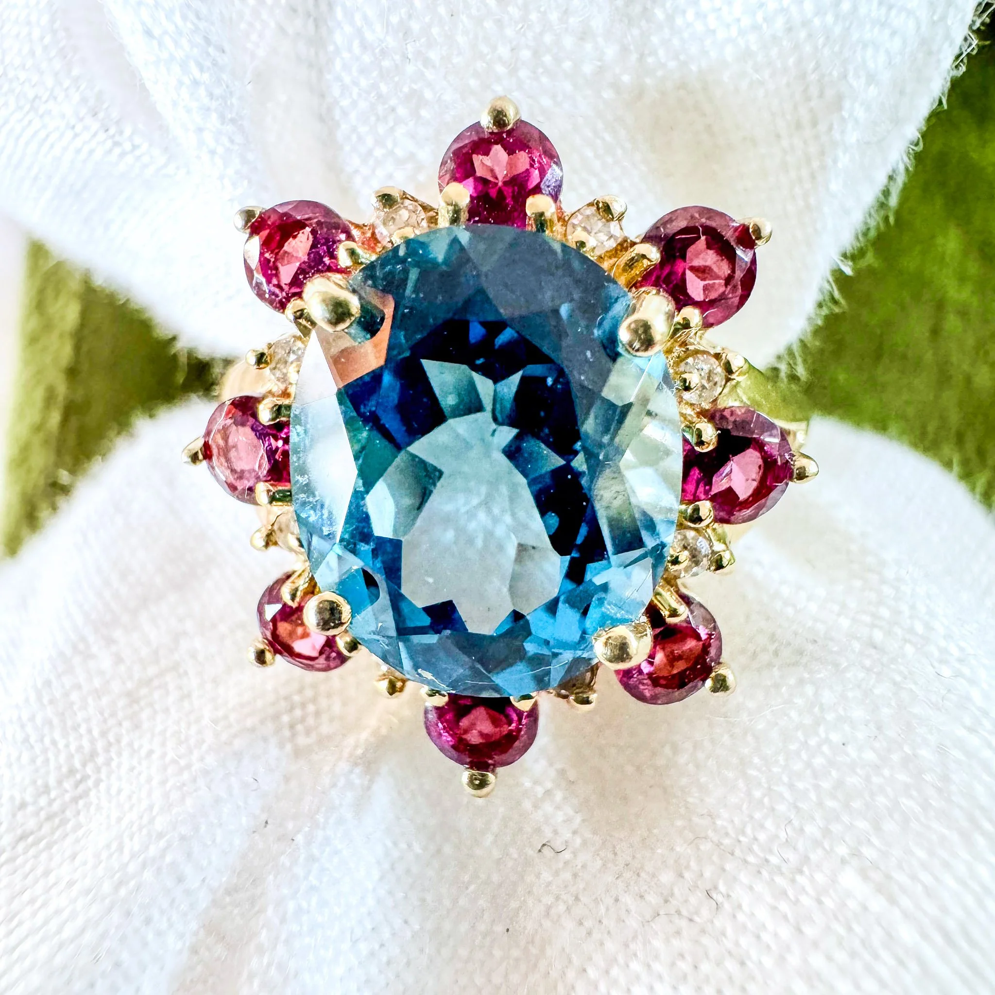 Blue. Topaz and Ruby Ring