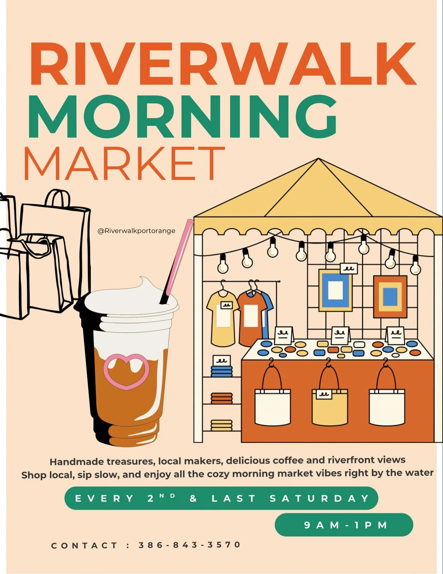 Join us for a relaxed morning by the river every 2nd &amp; last Saturday of the month from 9am&ndash;1pm ☀️ Shop local handmade vendors, enjoy delicious coffee and soak up the peaceful riverfront views. A perfect slow morning filled with community, c