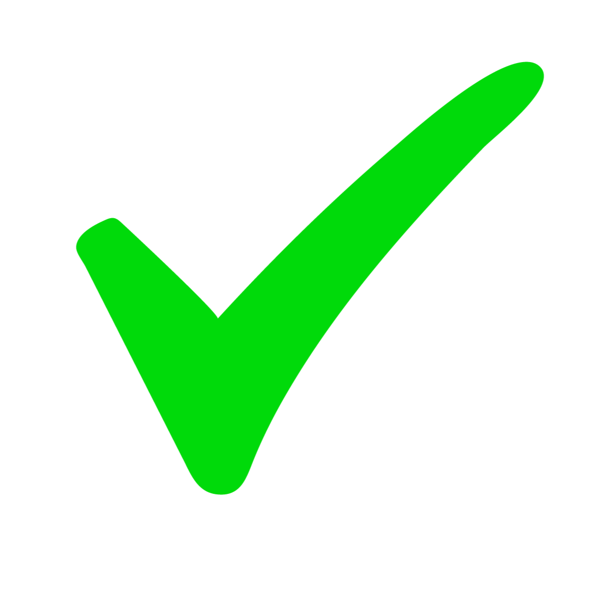 Green checkmark on a black background.