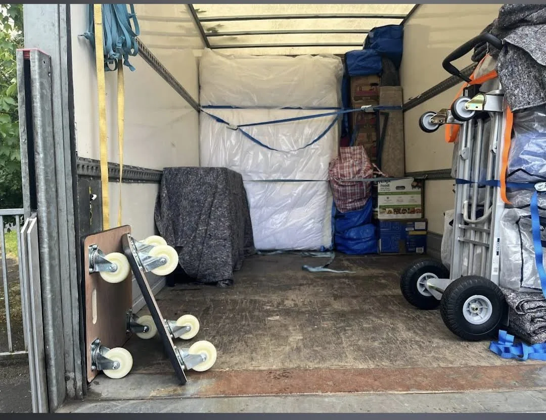 Mattresses protected using premium mattress covers and securely fastened inside our removal van before transport from Chiswick, London to Bristol. We use specialist moving equipment and furniture protection on every move.