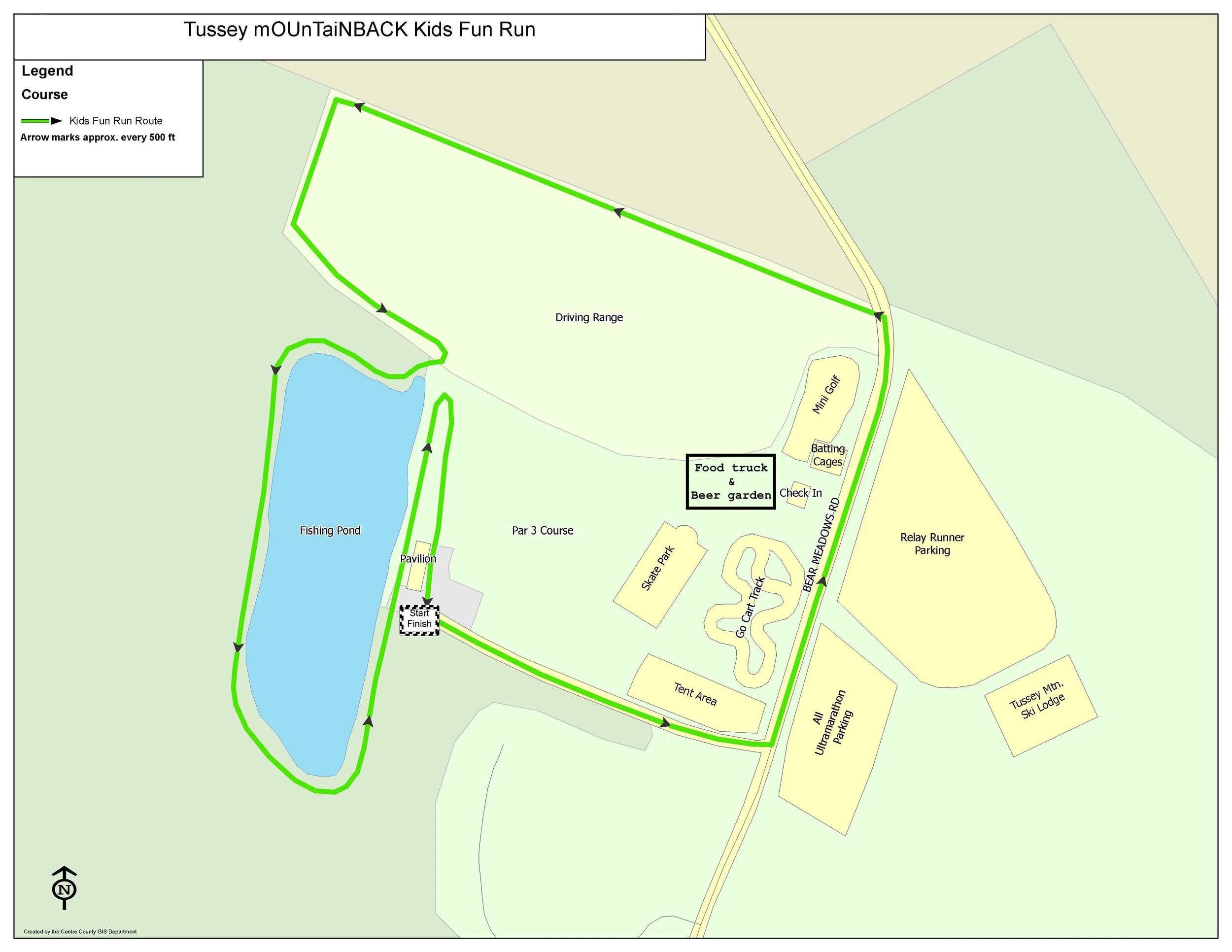 Tussey Mountainback Kids Fun Run Map