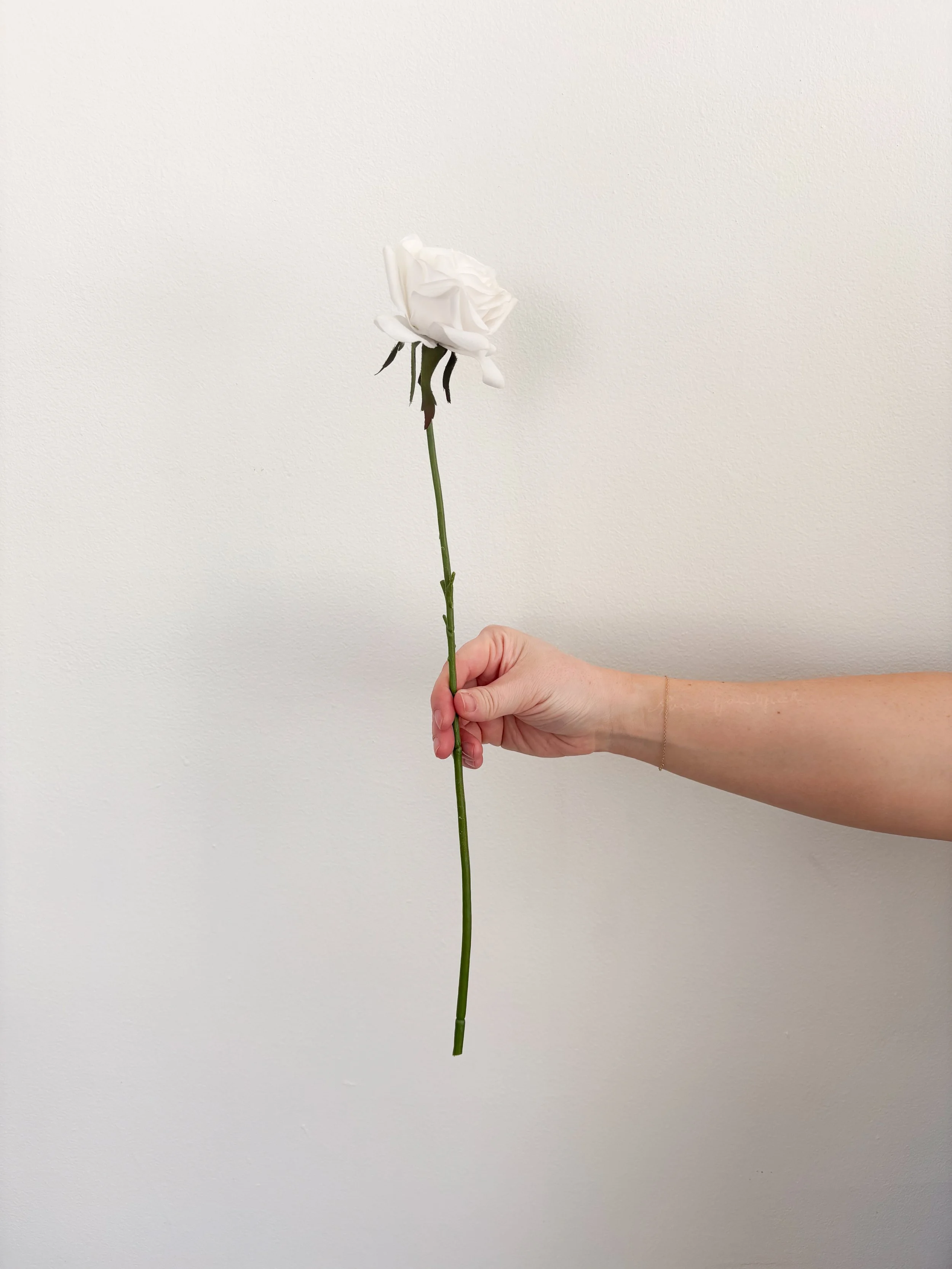 Faux White Long Stem Roses