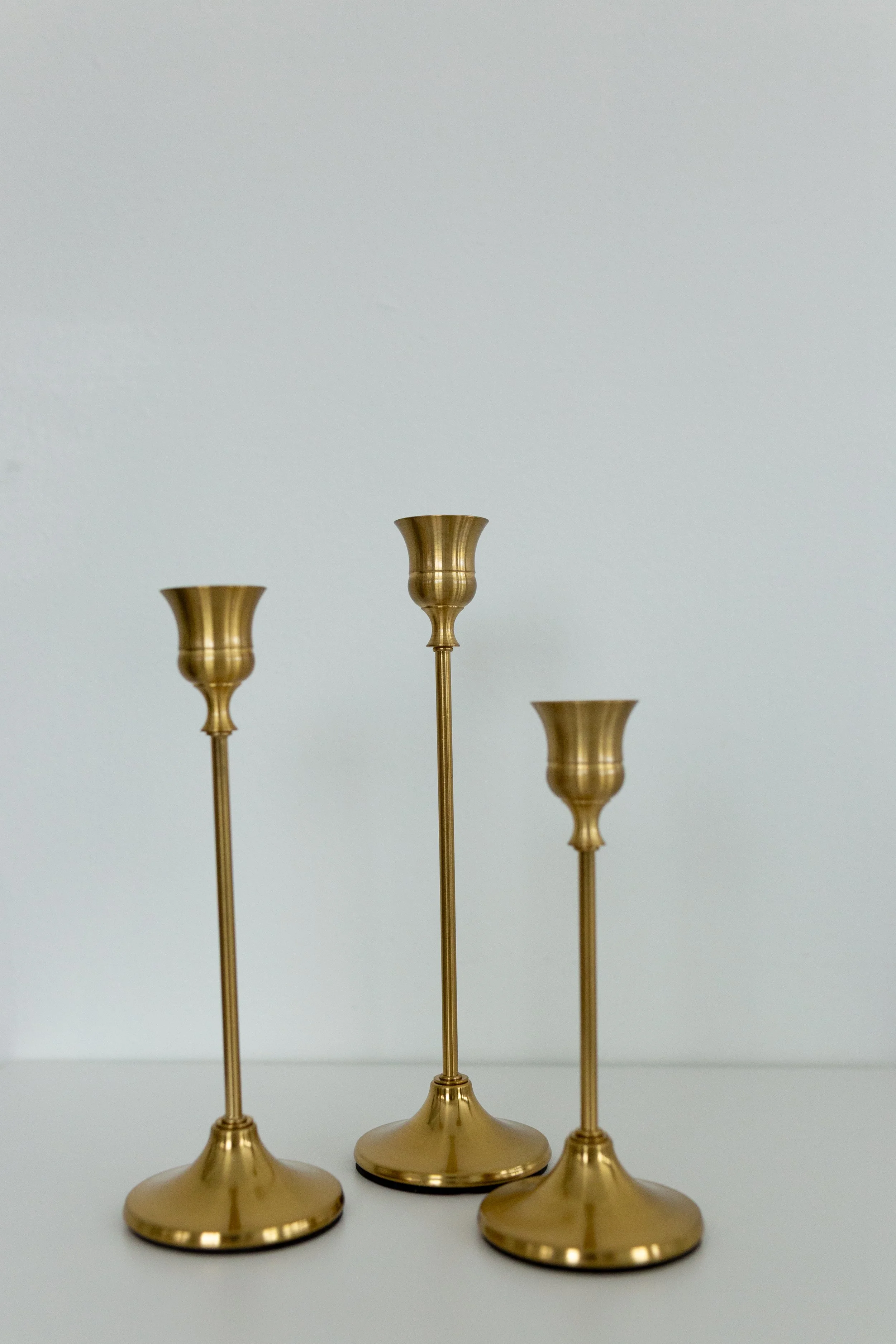 Gold Taper Candlestick Holder Set