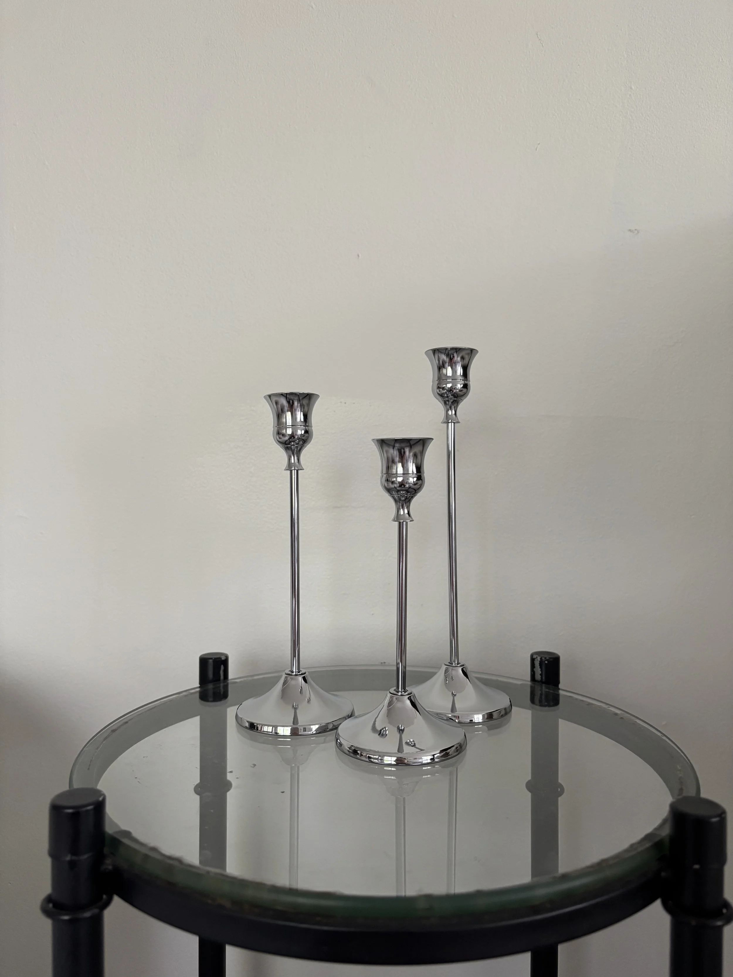 Silver Taper Candlestick Holder Set