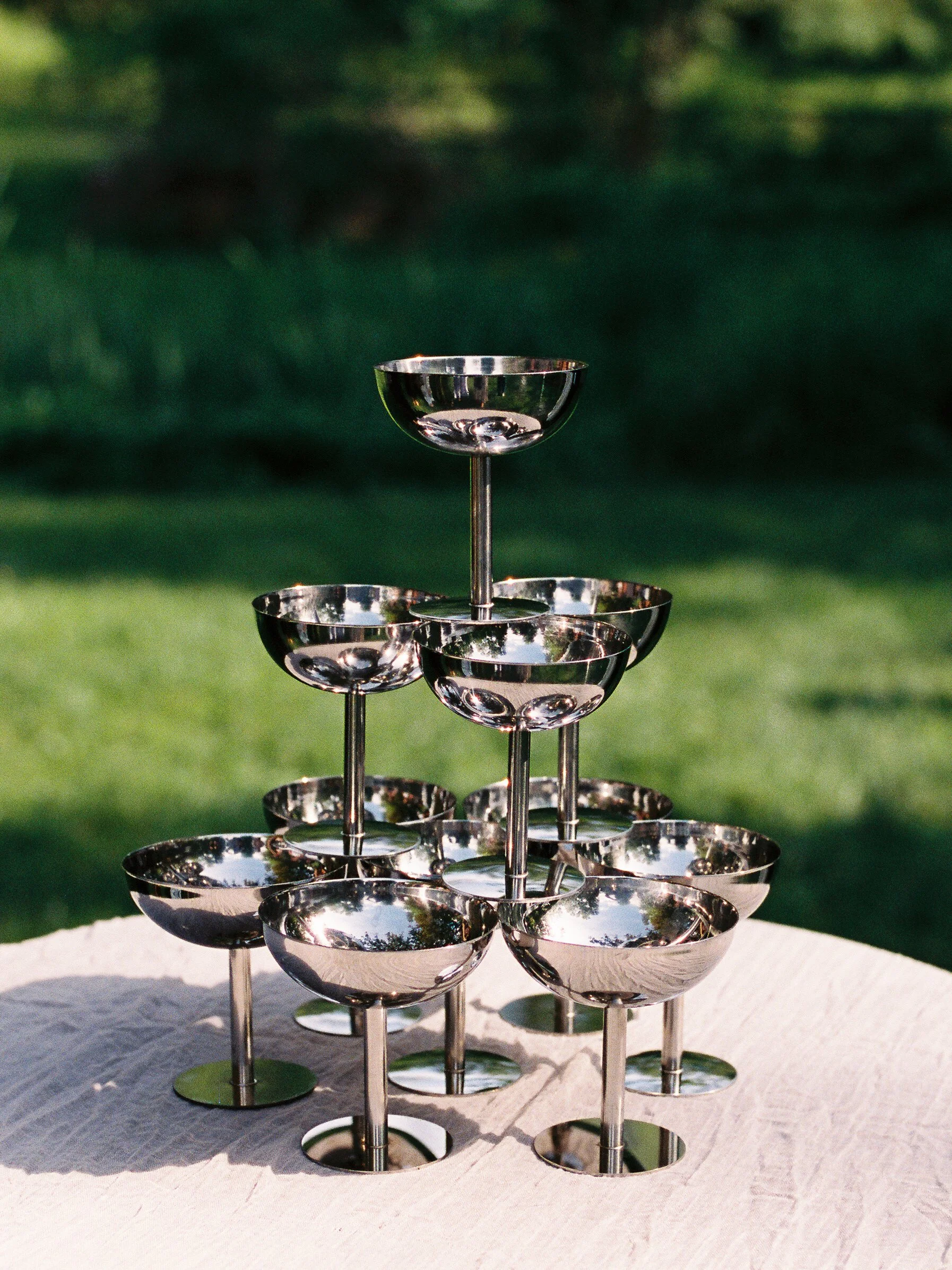 Silver Champagne or Espresso Martini Tower Set