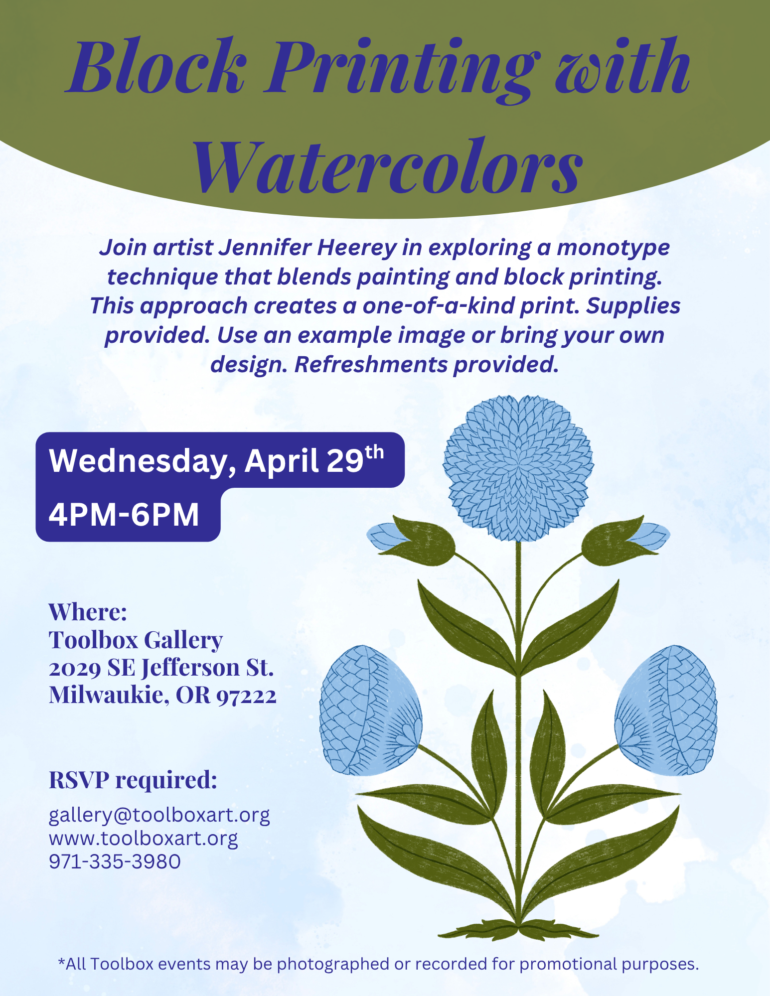 Block Printing with Watercolors