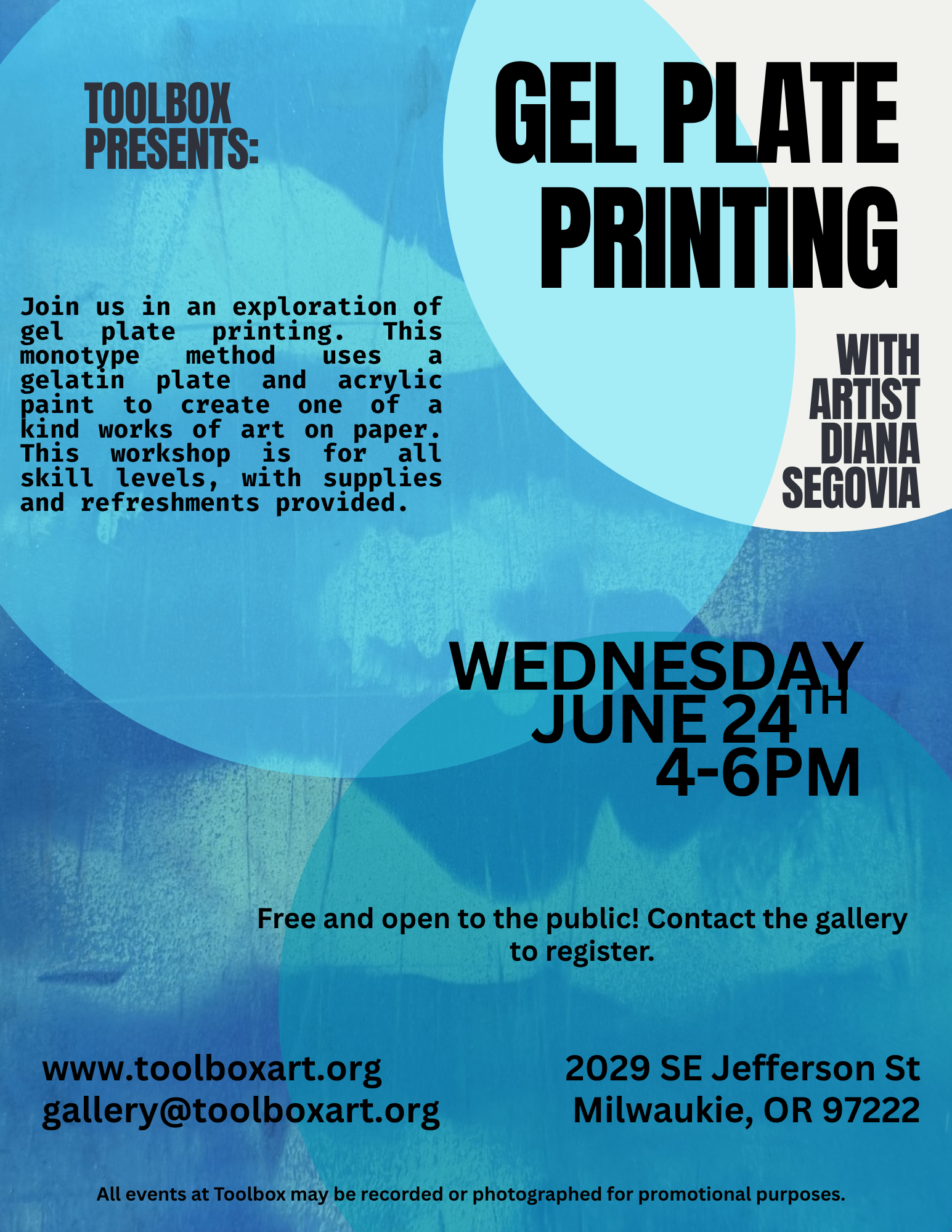 Gel Plate Printing with artist Diana Segovia