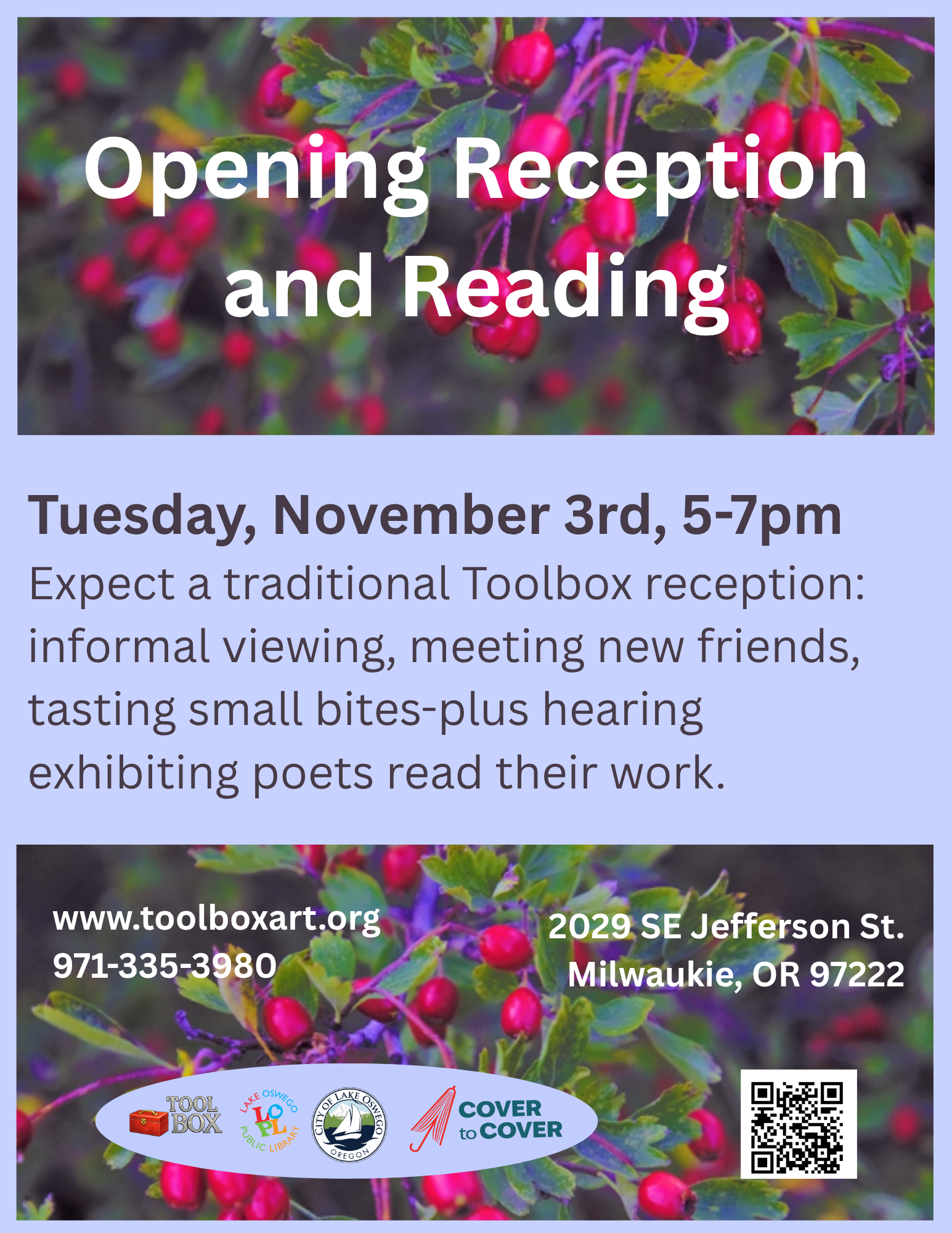 Small Wonders Opening reception and reading